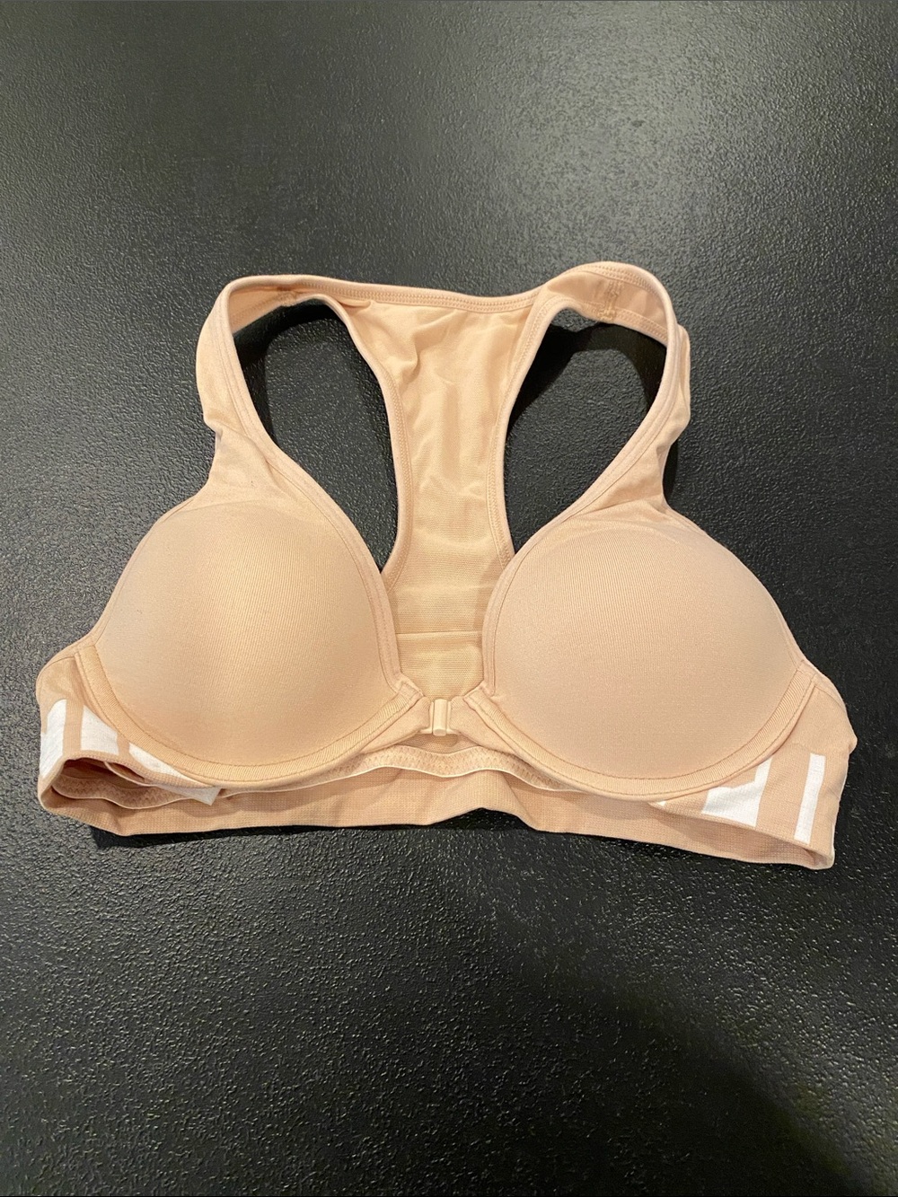 PINK Victoria's Secret Nude/Tan Racerback Front-Close Sports Bra